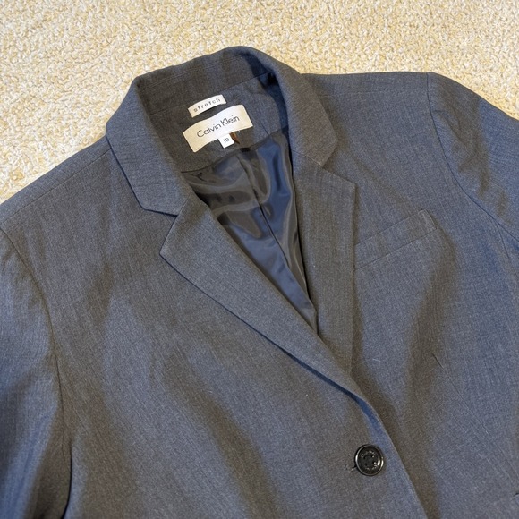 Calvin Klein Women's Grey Stretch Suit Set Blazer Size 10 & Pants Size 6 - Picture 5 of 6